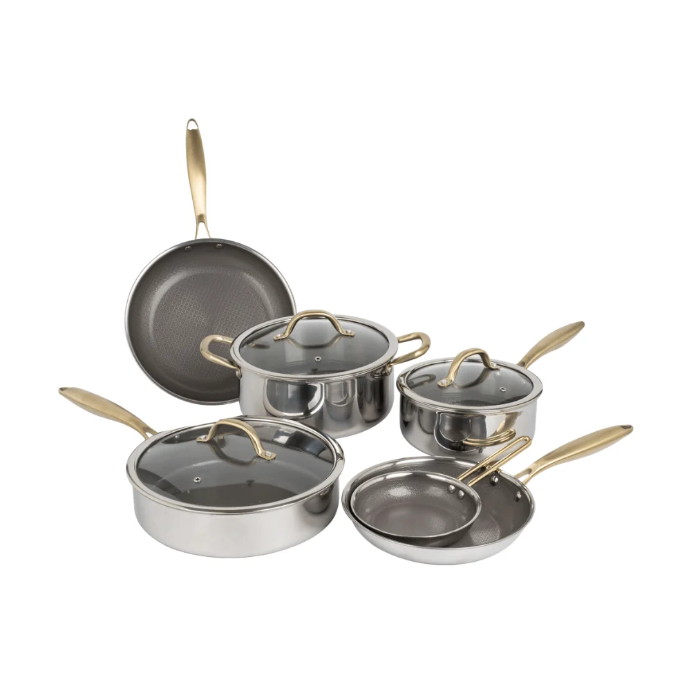 9PC tri-ply stainless cookware set